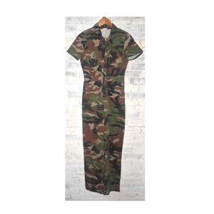 BDG Short Sleeve Summer Fall Army Camo Jump Suit w Zip Front Size XS
